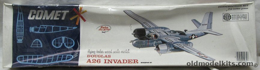 Comet douglas A-26 Invader - 30 Inch Wingspan For R/C or Free Flight, 3501 plastic model kit